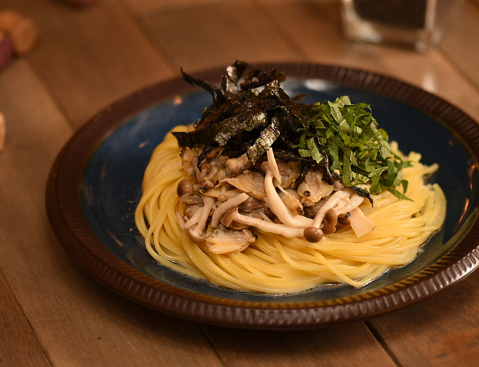 焼きナスの和風ペペロンチーノ